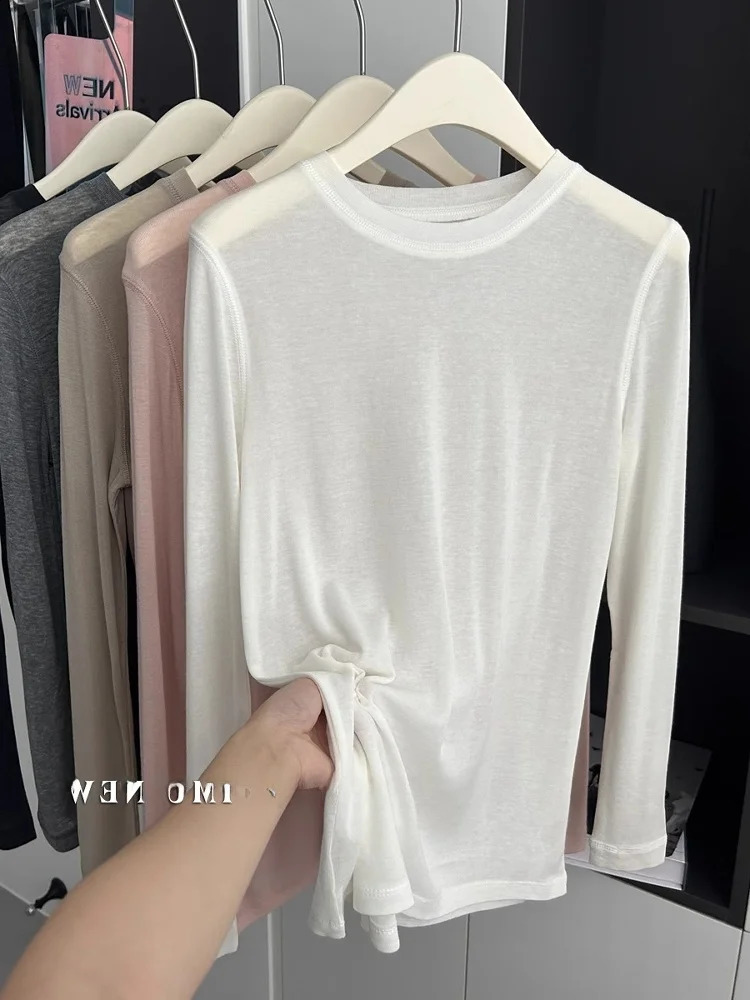 White Loose Silk Long Sve Base irt Summer Thin Sun Protection Cover up Top Breathable T-irt Womens Faion Cotton Blend 260415BJ