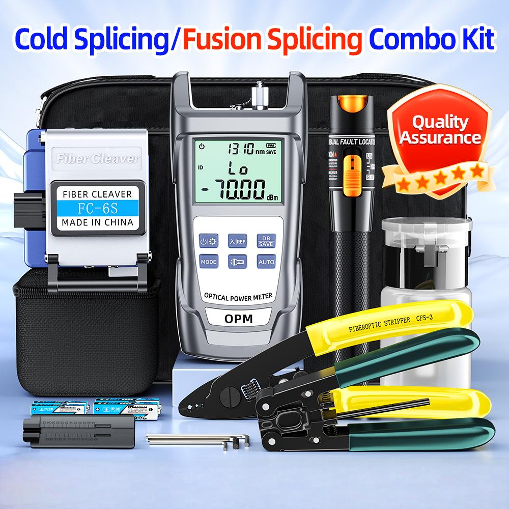 FTTH Fiber Tool Kit Set: Optical Power Meter + 10mW Red Light Pen + Fiber Cleaver-image-1101952706