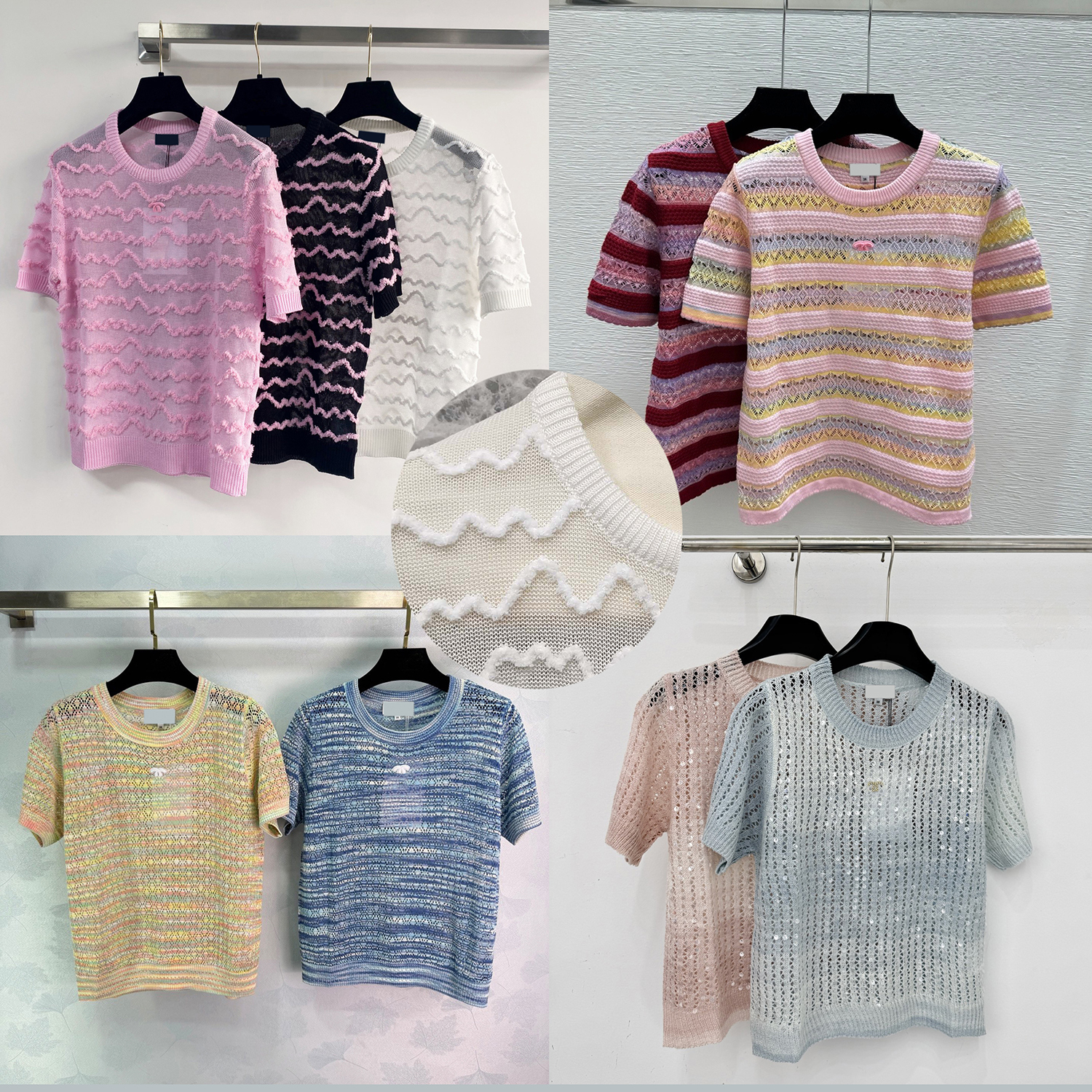 Designerstijl dames korte mouw effen kleur ronde hals gebreide kleding van hoge kwaliteit T-shirt vest lange en korte mouwen klasse A-product;eerste