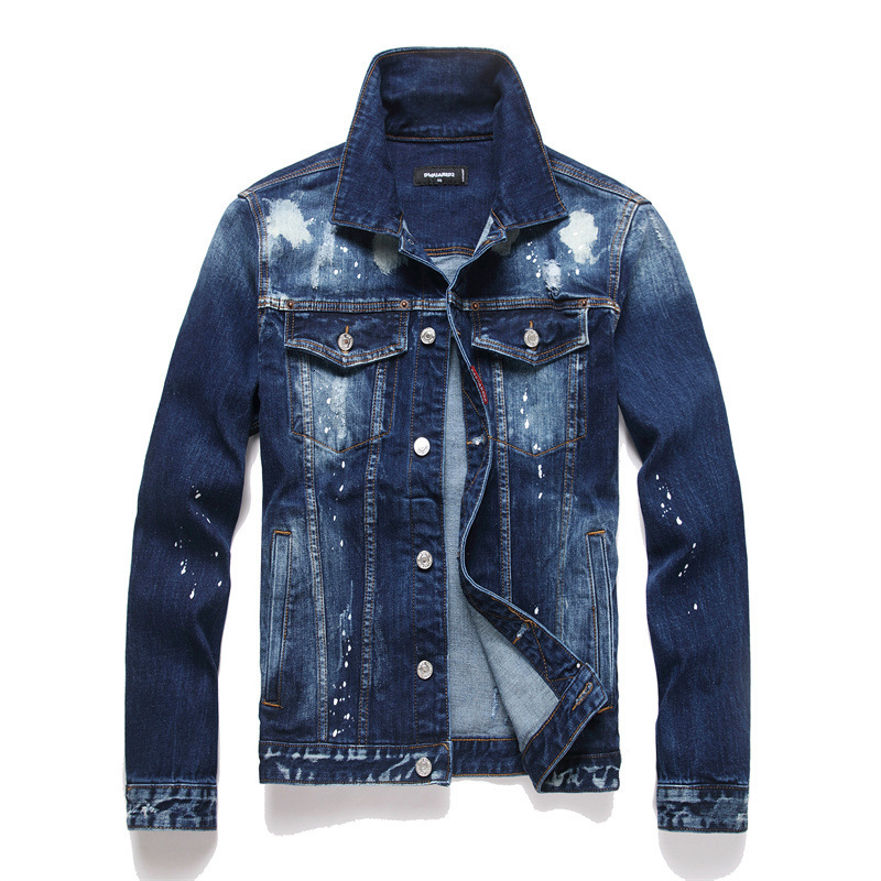 Mens dsquared Designer Spring Mens Denim Cardigan Youth Turn-down Collar Mens Jacket With Letter Print