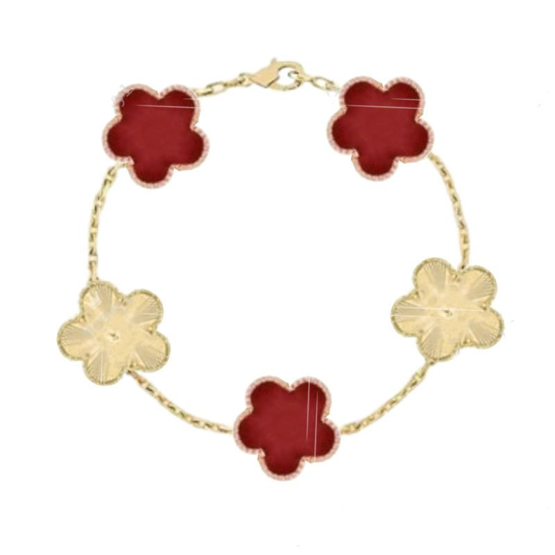 Free Shipping Luxury Chian Designers Flower Bracelets 18K Gold Plated 5 Motifs Clover Onyx Mother of Pearl Tiger Eye Shell Bangle Jewelry Gift fo-image-1110836179