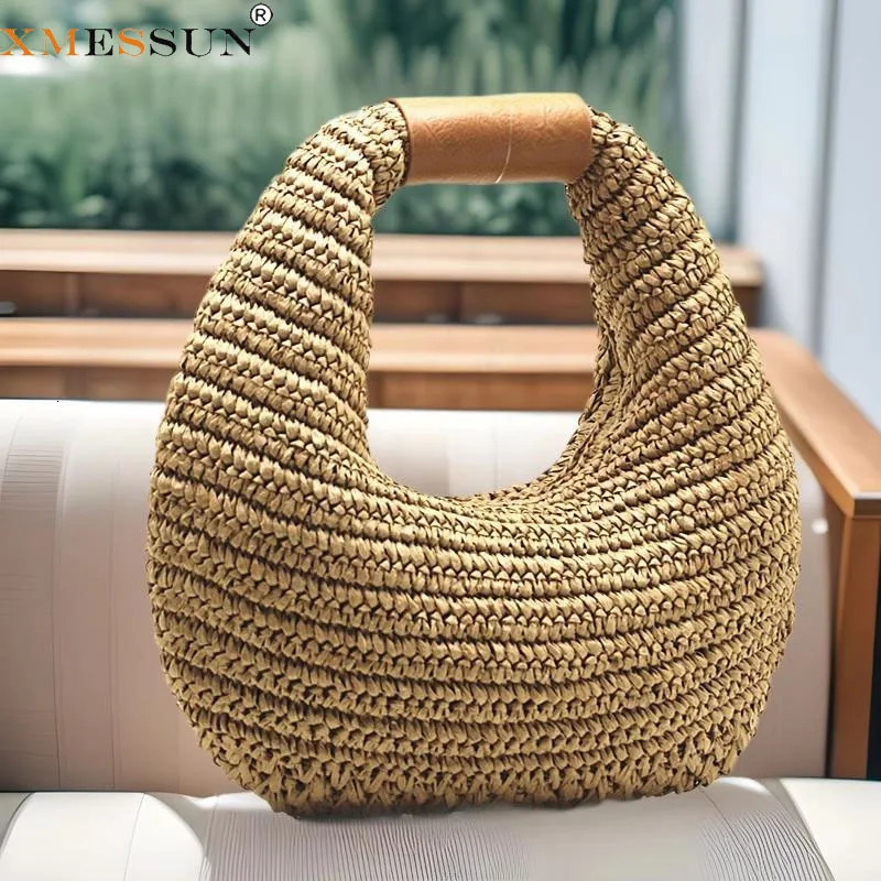 XMESSUN Summer Drawstring Straw Woven Handbag for WomenFashion ner Female Casual Beach Vacation Shoulder Bag A686 260416BANJIA