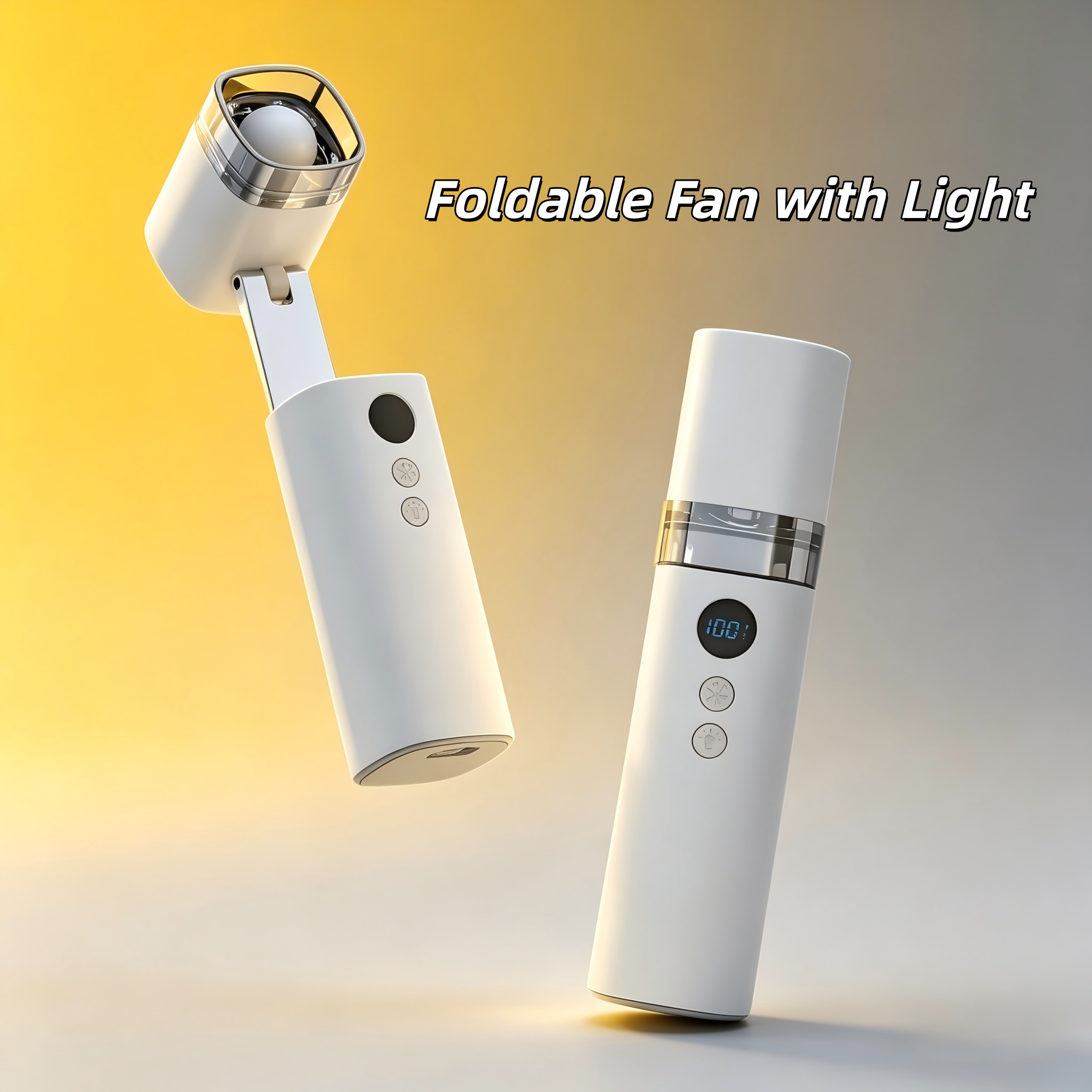 2-in-1 Foldable Handheld with Night Light For Outdoor Indoor Daily Use Cooling Fan USB Rechargeable 100 Wind Levels High Velocity Compact Portabl-image-1102011436
