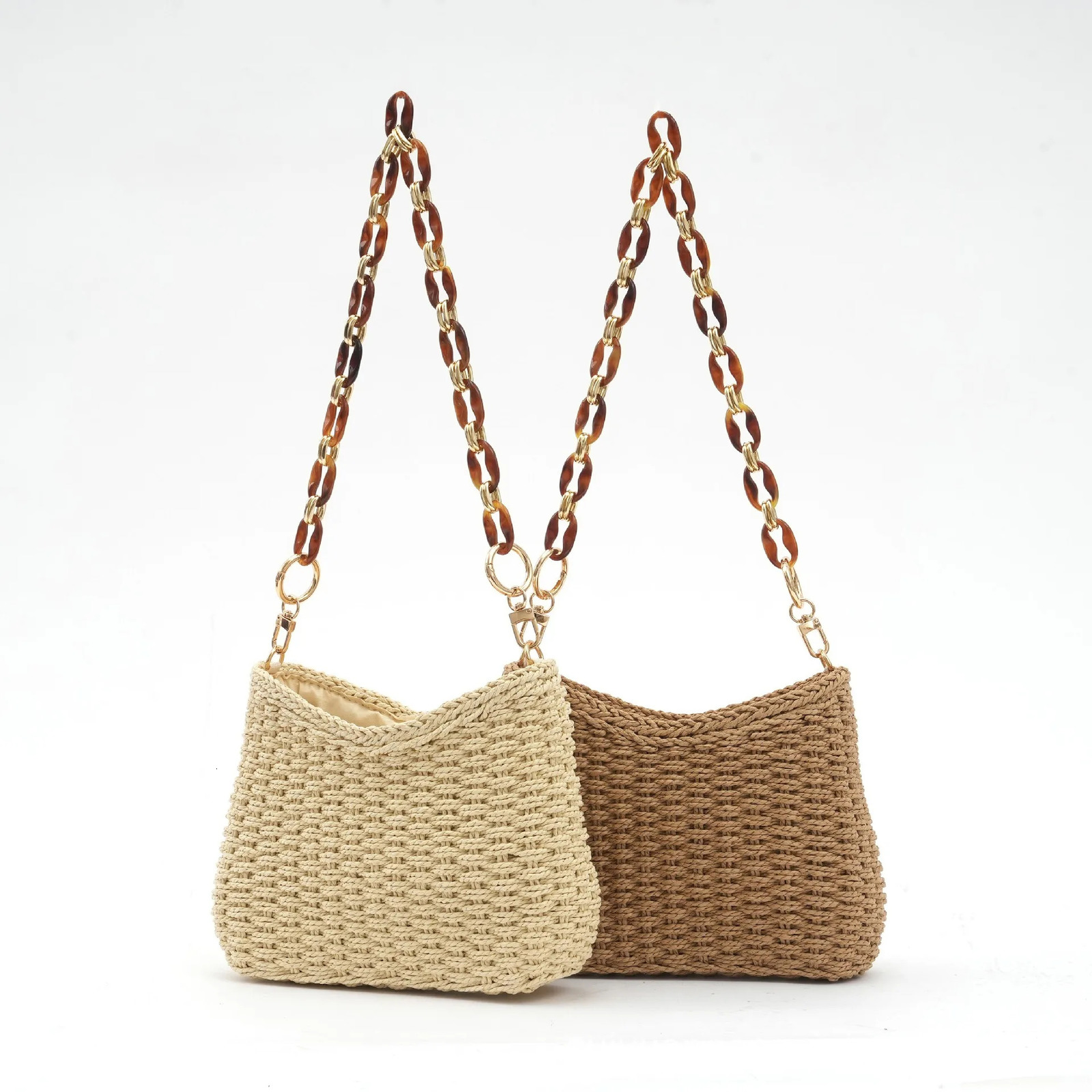Retro Straw Woven Bag 2025 Commuting Womens Bags Summer Resort Beach HandBag Small Chain Shoulder 260416BANJIA
