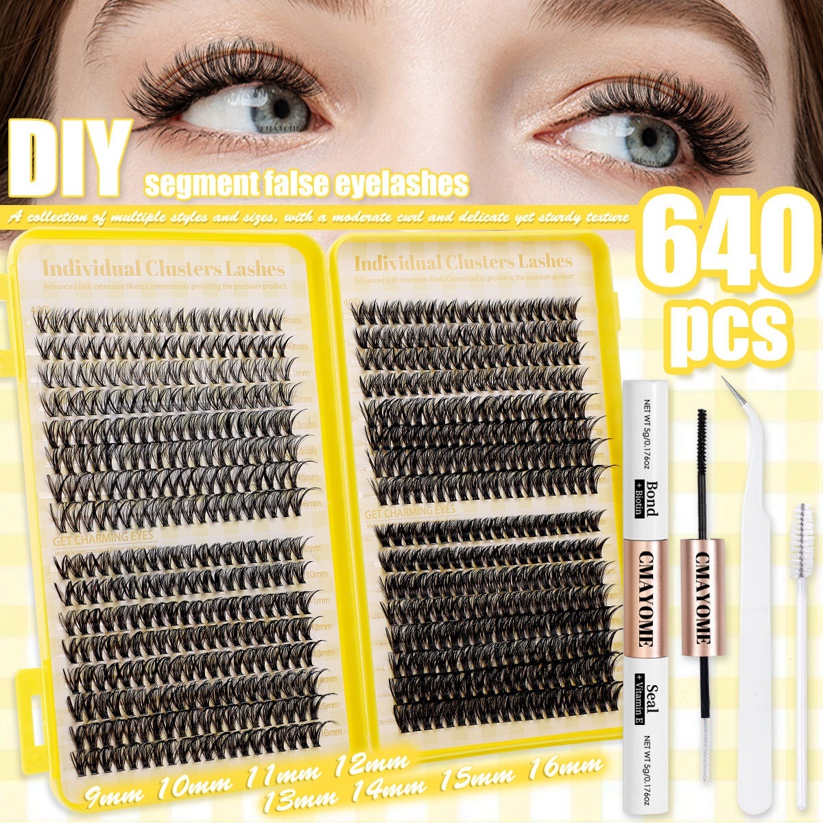 Fluffy Wispy DIY Lash Clusters D Curled Natural Thick DIY Eyelash Extension Kit with Lash Bond and Seal Strong Hold Handmade Reusable DIY Segment-image-1101869997