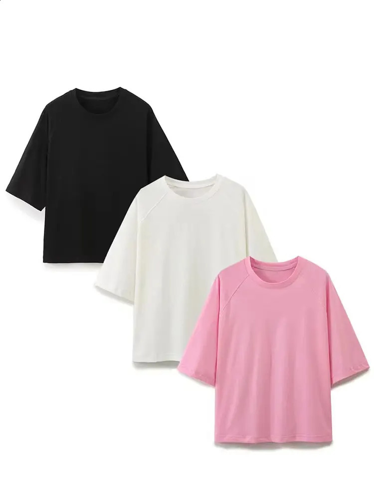 HH Women Short Sleeve T-Shirts O Neck Loose Casual Top Simple Basic Summer Woman Chic Tops Solid T Shirt 260415BJ