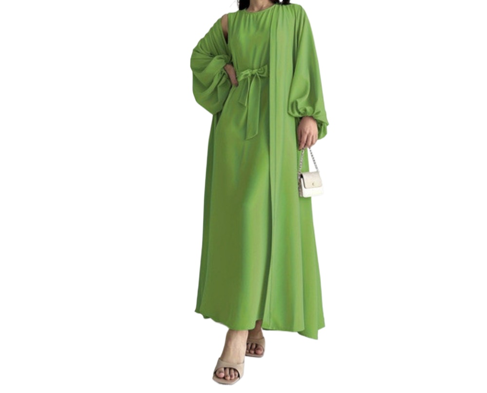 (1229) Robe longue personnalisée pour femmes, vêtements d'extérieur amples, cravate à la taille
