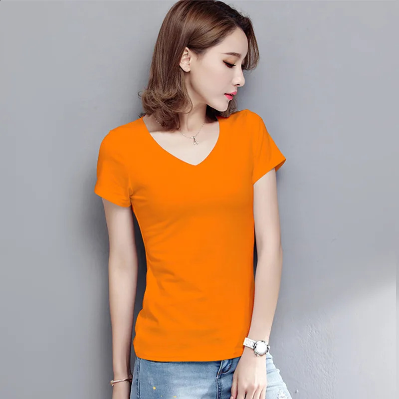 S-5XL Womens Cotton T-shirt Summer 2026 Casual Elasticity O-neck Short-sleeve Slim Bottom T-shirt Girls Tops Tees Female 260415BJ