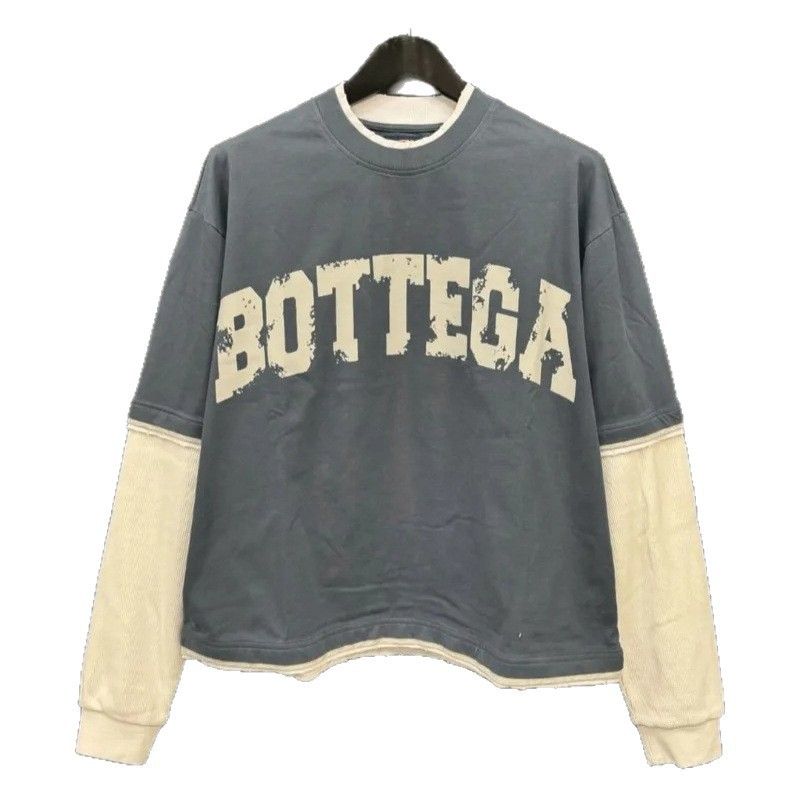 Men's T Shirts Street Fashion Letter Printed Cotton Round Neck Long Sleeve T-shirt Men Trendy Brand Casual Loose Oversized Top Women