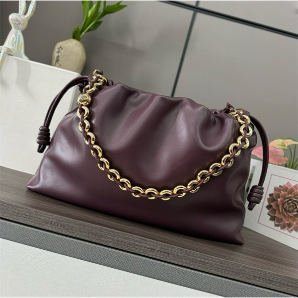 Luxury Flamenco Shoulder Bag Crossbody Womens Sheepskin Soft Genuine Leather Detachable Chain Strap Drawstring Handbag 12A Quality Designer-image-1112822057