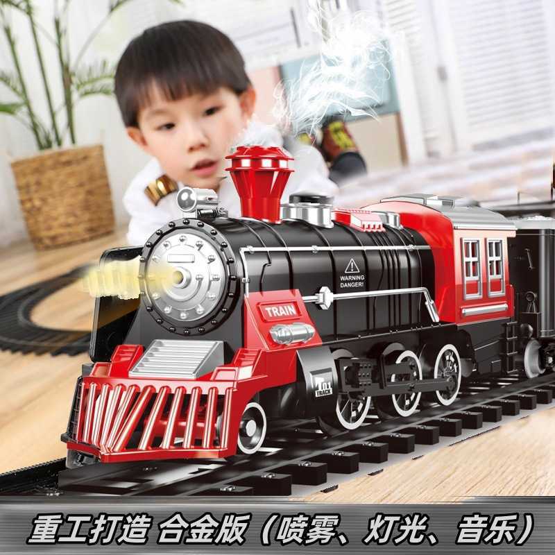Train toy track high-speed rail parking lot model for children boys electric steam train New Year gift-image-977091719
