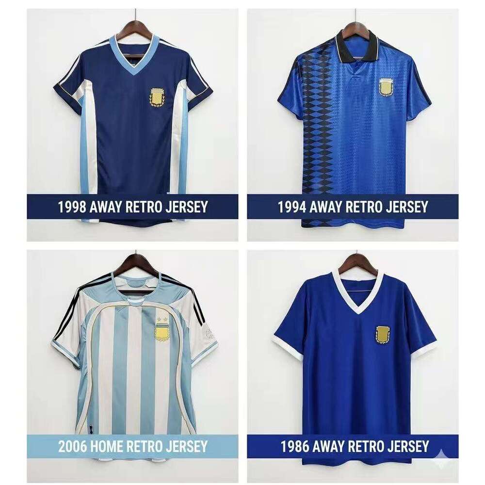2026 Free Customization Argentina Retro Soccer Jersey 1986 1994 1998 2006 Maradona Messi Men Football Shirt Classic Vintage 10 Batistuta Home Away T