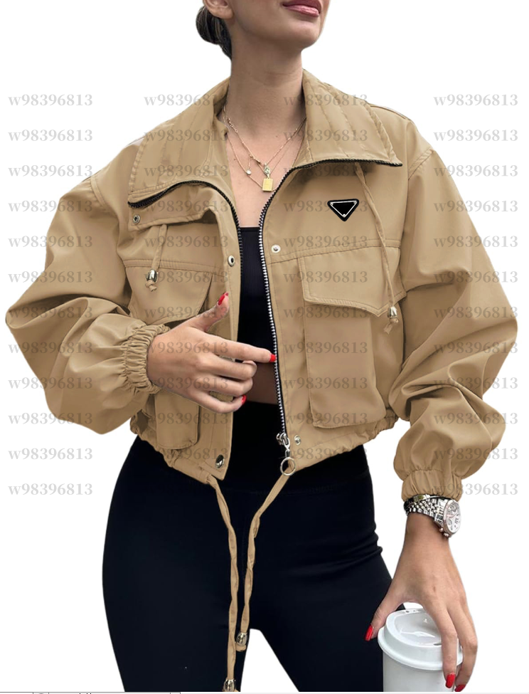 designer jacket women short trench jackets long sleeve big pocket solid color womens coat for autumn spring