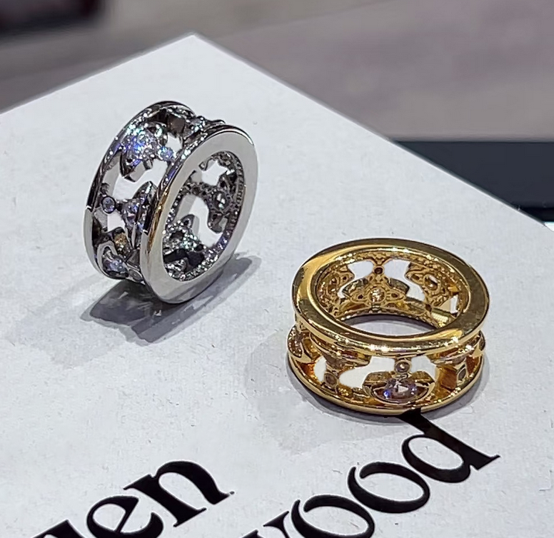 Women Ring Designer Saturn Hollowed Out Ring Super Flash Ring Couple Rings Saturn Love Zircon Silver Black Ring Elegance Castle Crown Ring Punk S-image-1101976676