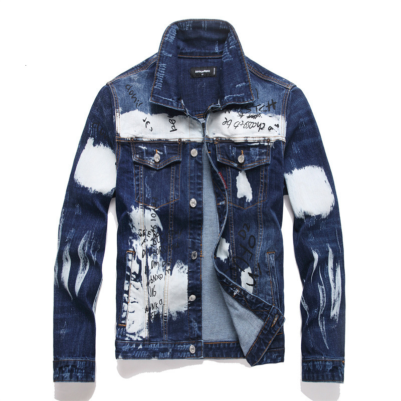 Mens dsquared Designer Mens Denim Cardigan Youth Turn-down Collar Mens Jacket With Letter Print