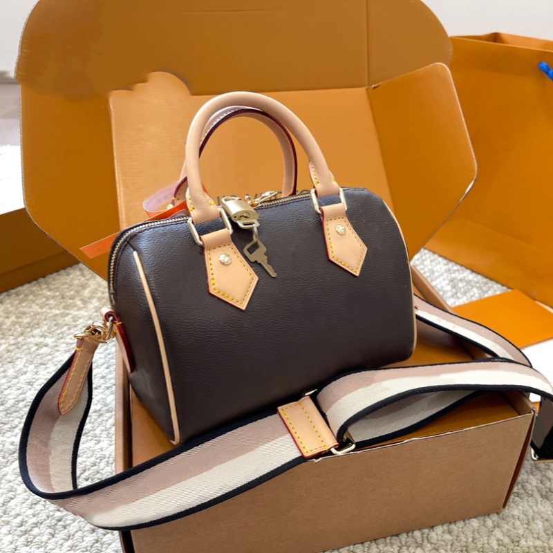 Luxury Designer bag nano speddy Shoulder Bag Women Leather Denim Crossbody bags classic sac luxe Tote Purse Brown Flower Handbag 20CM