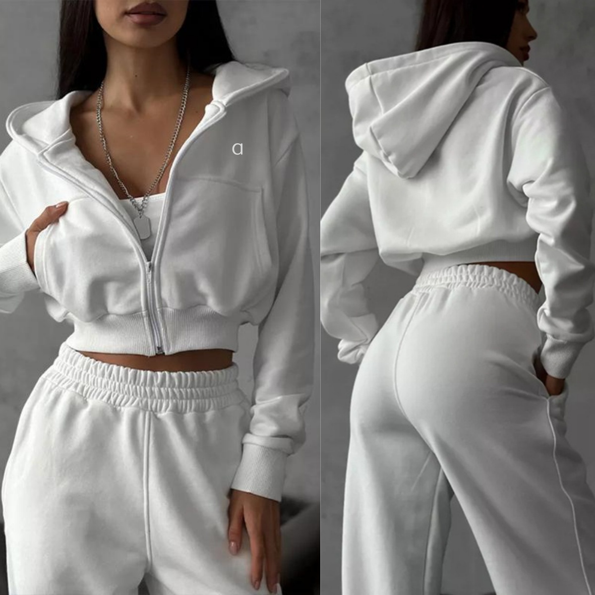 A1726 Nouvelles femmes mode Yoga sport ensemble loisirs longue veste à capuche et manches longues pull à capuche taille courte veste à glissière