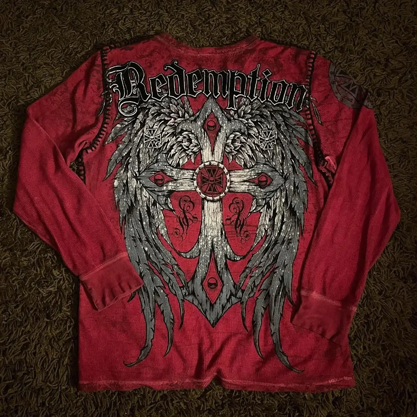 Long sleeved Affliction T shirt Y2K Hip Hop Round Neck Oversized T shirt Mens Womens Casual Gothic Clothing Tops Streetwear 260415BJ