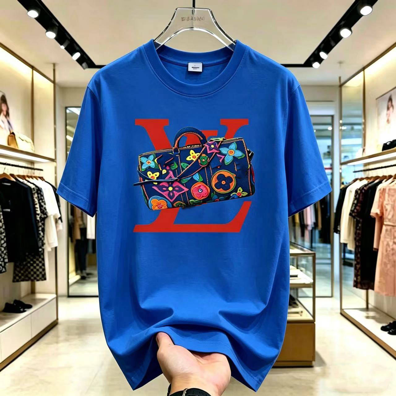 2025 new men's short-sleeved T-shirt women's summer cotton high street loose extra-large T-neck trend top66