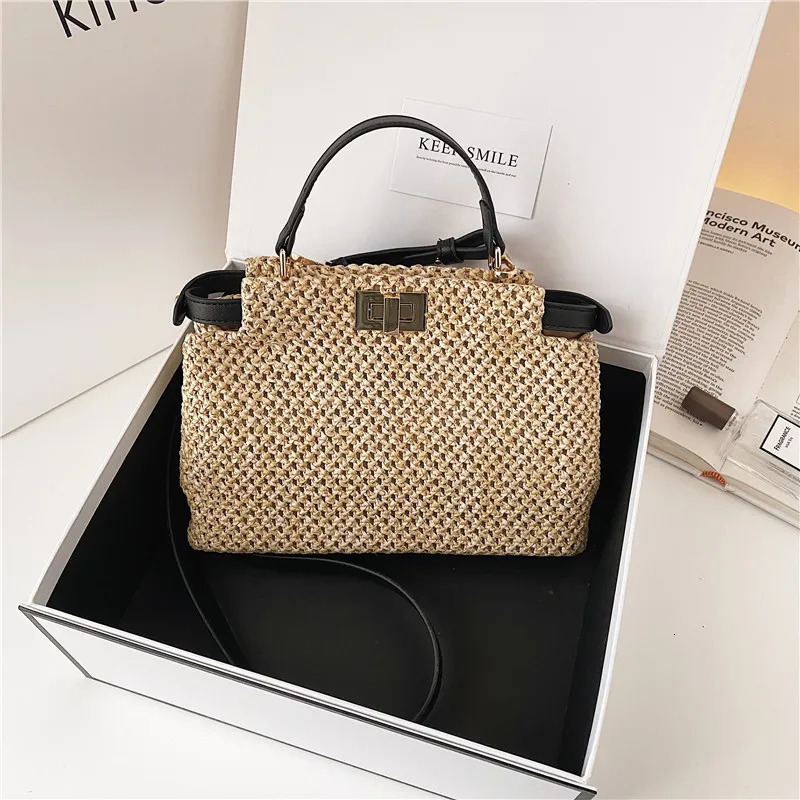Retro Grass Woven Bag Shoulder Summer Beach Womens Fashion Trendy Handbag 260416BANJIA
