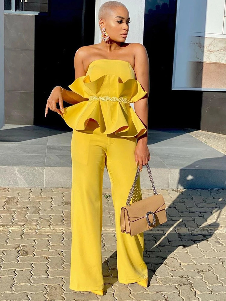 Sexy Office Wears for Ladies Summer Women Jumpsuit Long Elegant Solid Sleeveless Jumpsuit Strapless Wholesale Drop 260416BJ