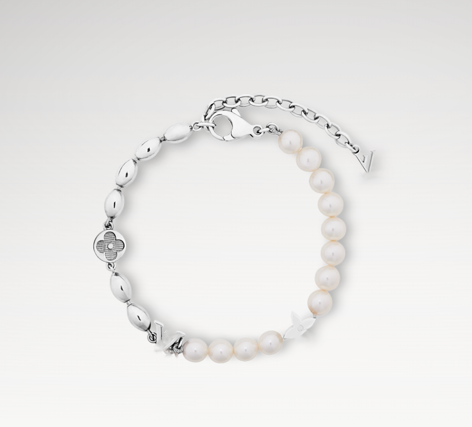 With Box Luxury Women White Pearl Designer Charm Bracelets Silver Plated Letter Flower Luxury Bracelet Bangles Women Mens Jewelry Gift