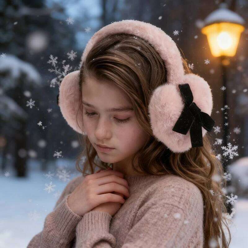 1pc Women's Solid Color Ear Muffs outdoor Warmth Fluffy Fleece Winter Earmuffs for Girls Foldable Accessories
