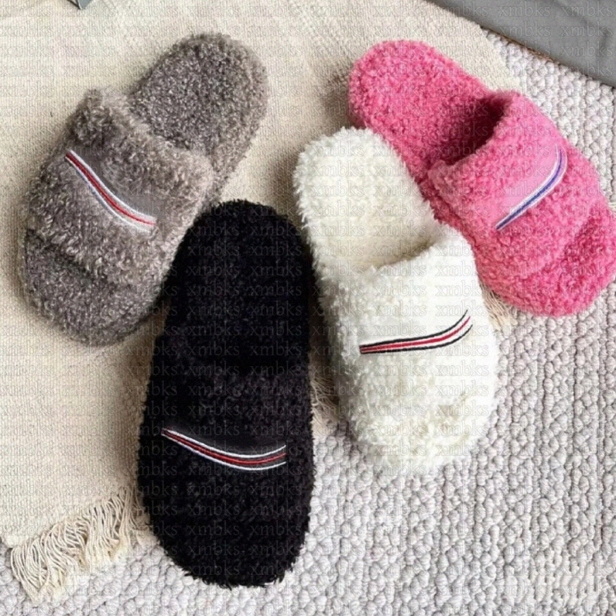 Designer Furry Slides Fur Slide Long Calf Hair Leather Slipper Men Women Black White Orange Blue Green Red Khaki Slippers Womens-image-924956935