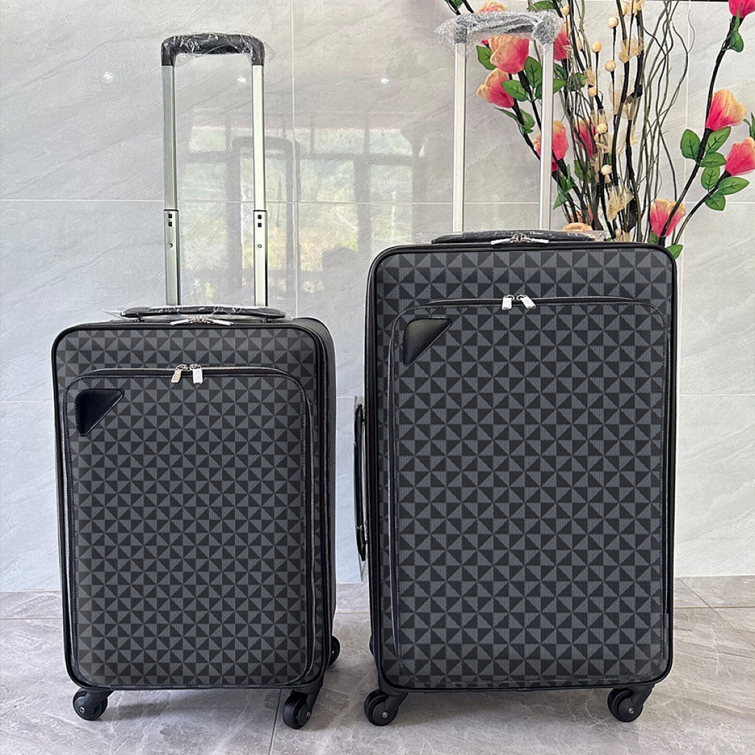 Valises en cuir véritable Valise de créateur Bagages de luxe Fleur Plaid Design Boîtier de chariot Sac de voyage Mallette d'embarquement unisexe