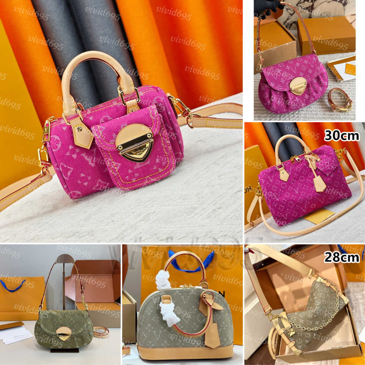 pink NANO SPeeds jean bag sunset vibe denim Green Retro jeans Womens designer BAGGY Baguette Shoulder Bags Liv POCHETT underarm purse flap crossbody