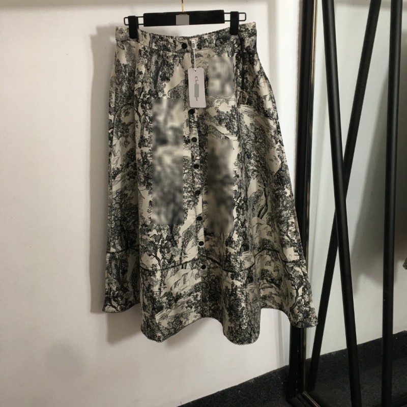 designer skirt High Waist A-Line Skirt women designer clothes Animal Forest Print Button Down Midi Skirt High-quality Clothing