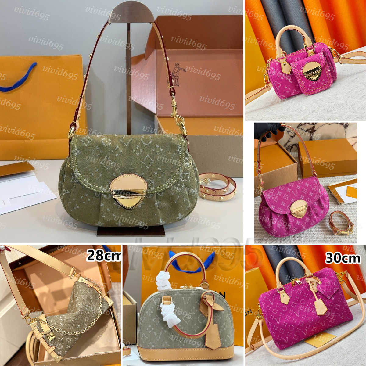 HOT pink NANO SPeeds jean bag sunset vibe denim Green Retro jeans Womens designer BAGGY Baguette Shoulder Bags Liv POCHETT underarm purse flap cross