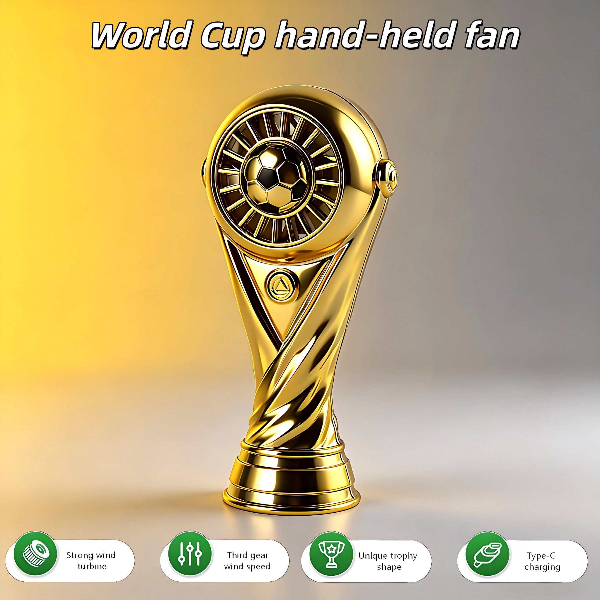 World Cup Football Handheld Fan Mini Portable Rechargeable Fan Powerful Wind Sports Event Souvenir Gift-image-1102208479