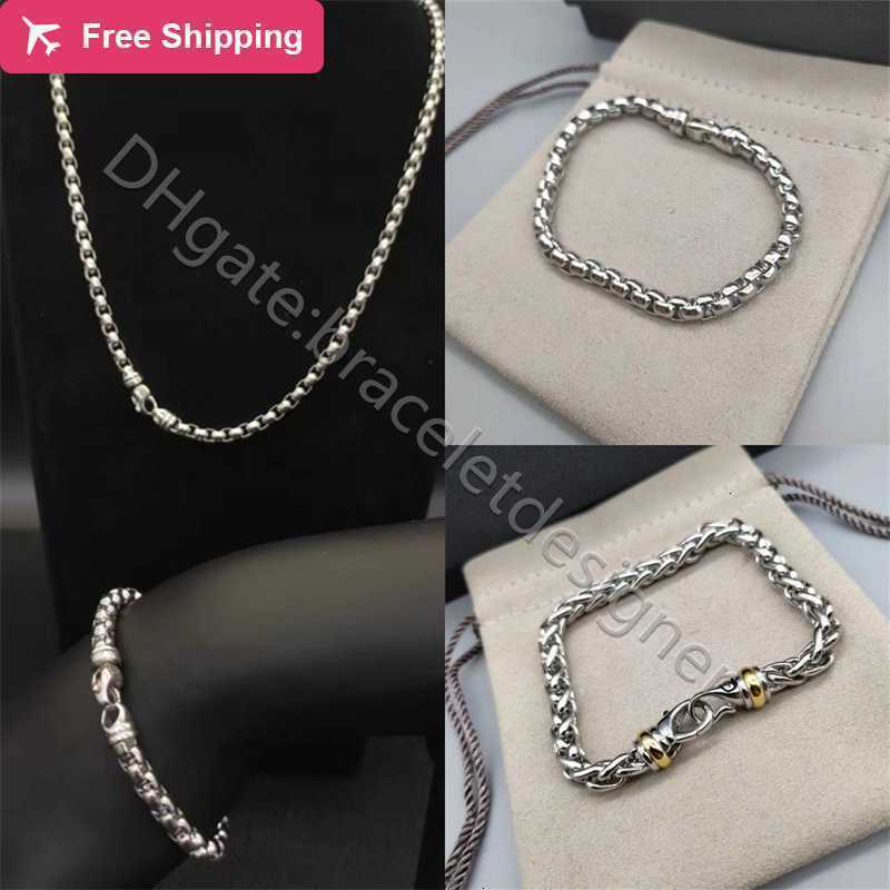 925 bracelets luxury Box Chain 2/3/5/6mm bangle Steel Stainless designer jewelrys set necklace woman charm bracelet women Bracelet fashion
