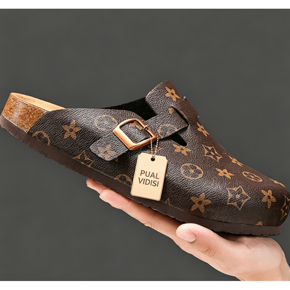 Men's Print Clogs Slip-on Footbed Mules popular couple's winter closed-toe cork-soled slippers women's Korean-style fashionable outdo