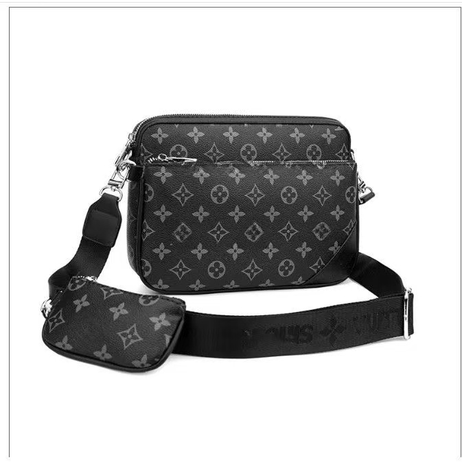 Luxurious designer bag, men's shoulder bag, hat bag, three-in-one handbag, men's wallet, large capacity cross-body bag, leather camera bag
