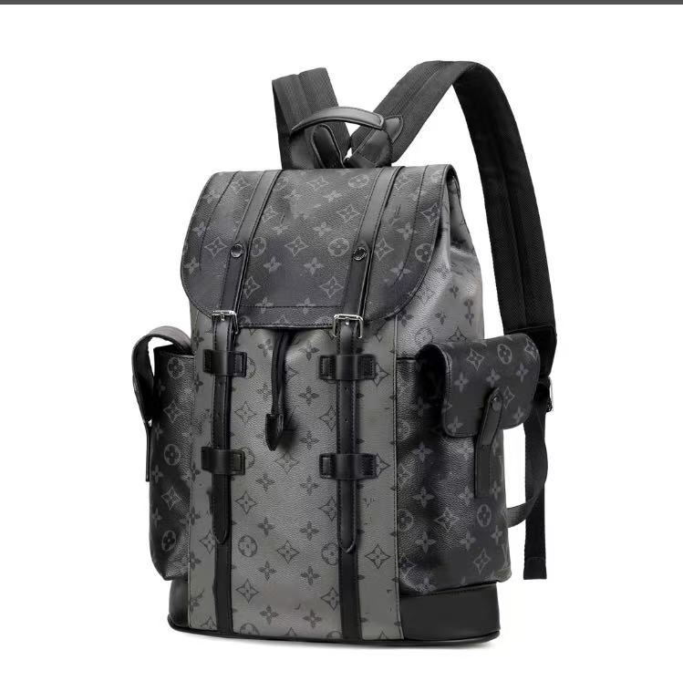 Men's and women's universal artificial leather backpacks. Black embossed bag, new designer handbag. School fashion. Sports bag. Progressiv