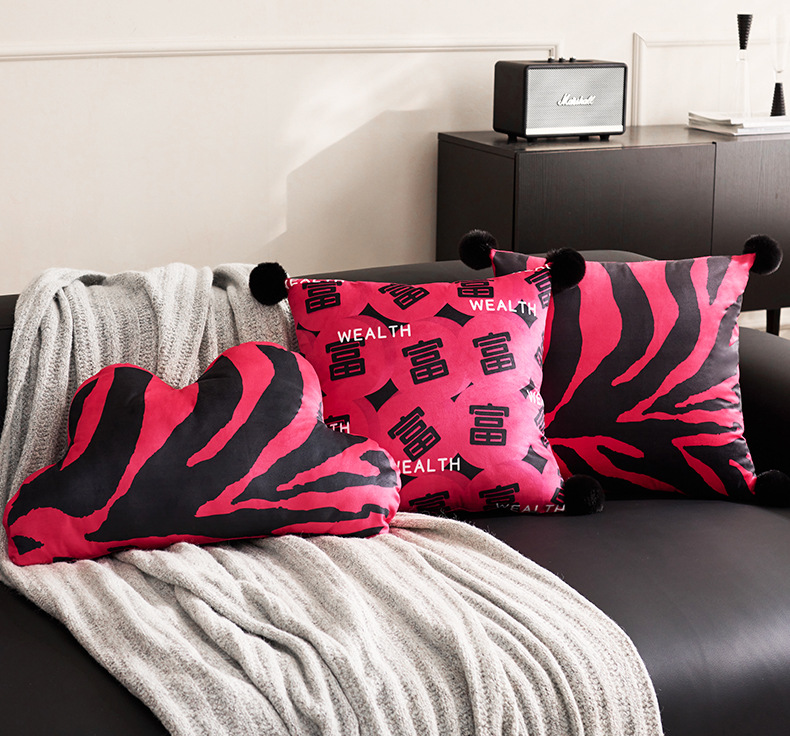 Dutch velvet printed pillowcase, new Chinese style cloud-shaped soft upholstery cushion, backrest decoration, sofa pillow, custom-made.N6JE01
