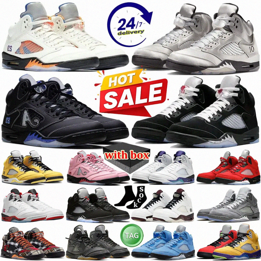 With Box 5s 5 Basketball Shoe Men Designer Sneakers Plaid Dusk Georgetown Navy Aqua UNC Burgundy Dawn Concord Racer Black Infrared Sport Blue 6 6-image-989624627
