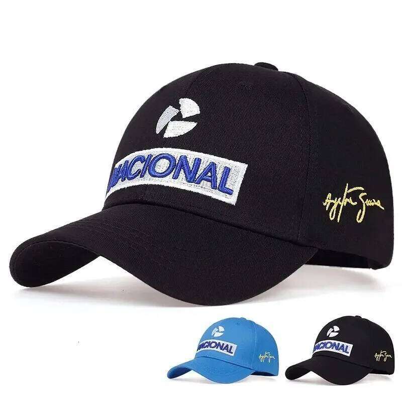 Ayrton Senna F1 Baseball Cap, Unisex Japan and Korean Style Embroidered Polyester Hat, Black Fitted Strap, Rain-Ready Spring & Fall Formula One Hat