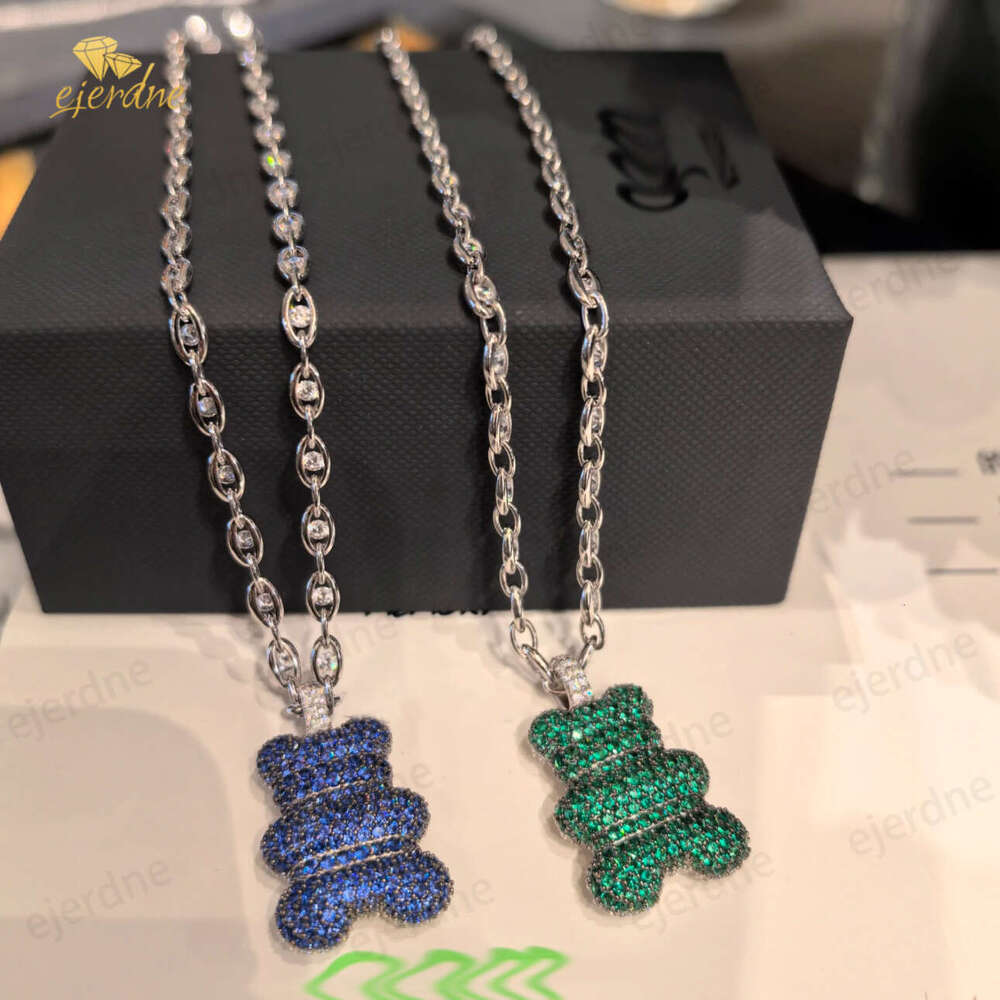 High quality Mint green Cute Charm Bear pendant sweetheart necklace women and men Luxury designer jewelry pm Everyone Loves Yummy Chain Pave Necklac