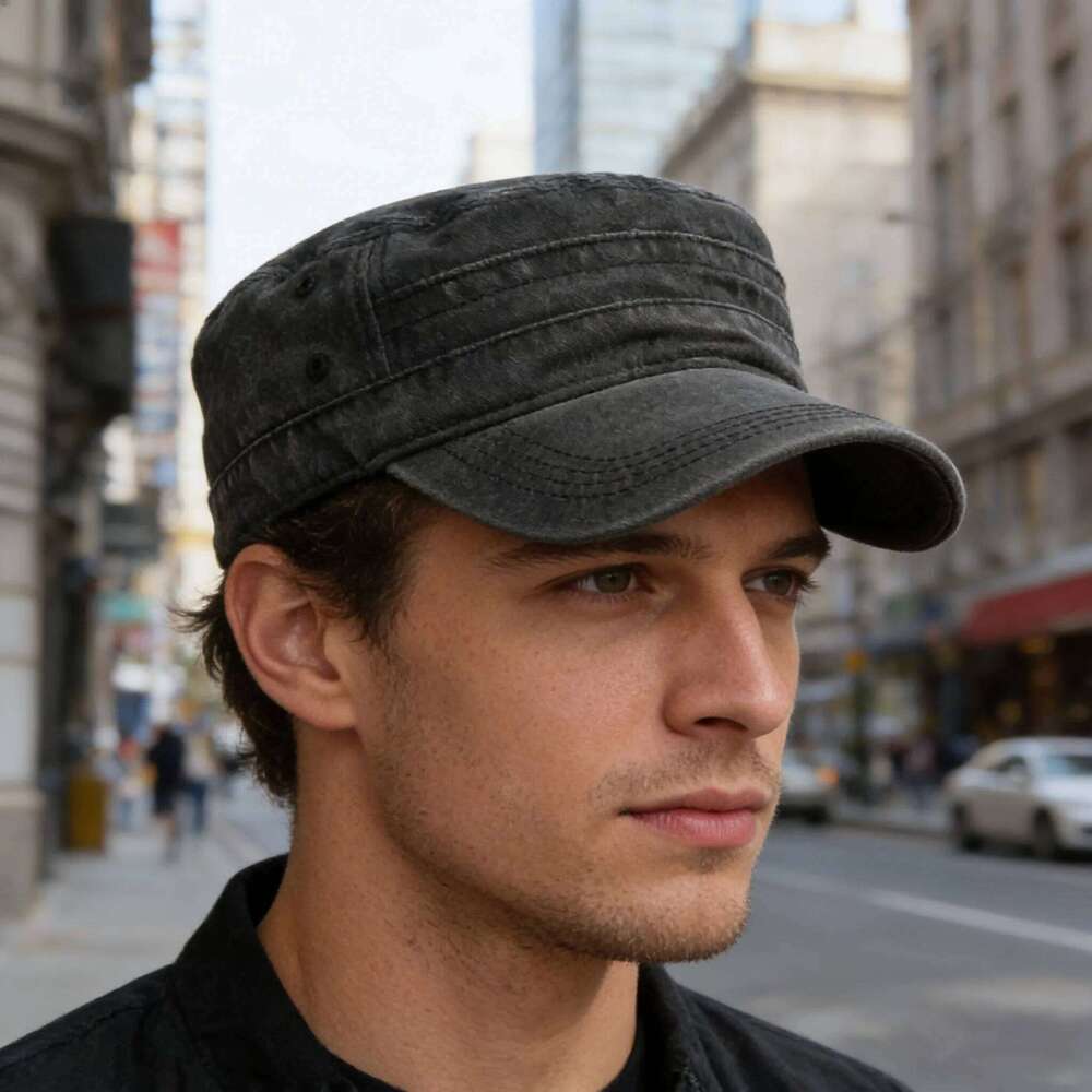Spring Summer Short Brim Army Hat Men Women Outdoor Retro Washed Cotton Big Head Sunshade Flat Caps Military Cap Fishing Hats