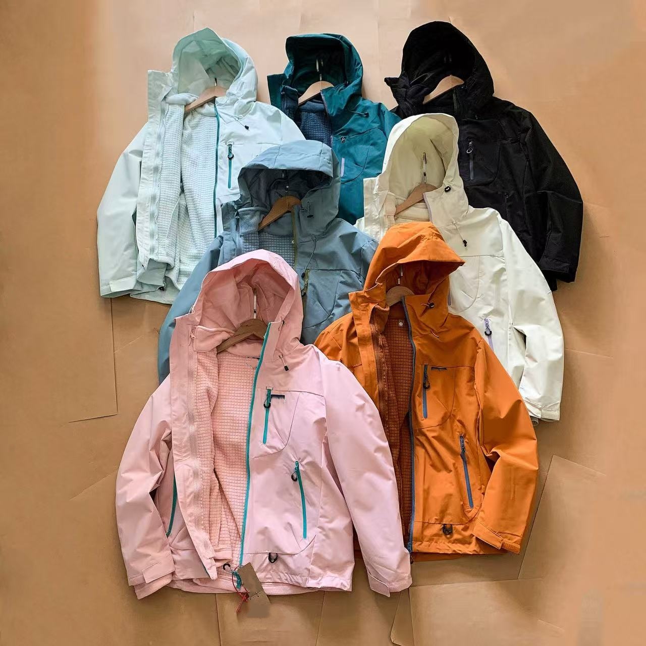 P Fashion Ensemble de veste d'extérieur unisexe tendance, équipement d'alpinisme, veste doublée en polaire, ensemble deux pièces