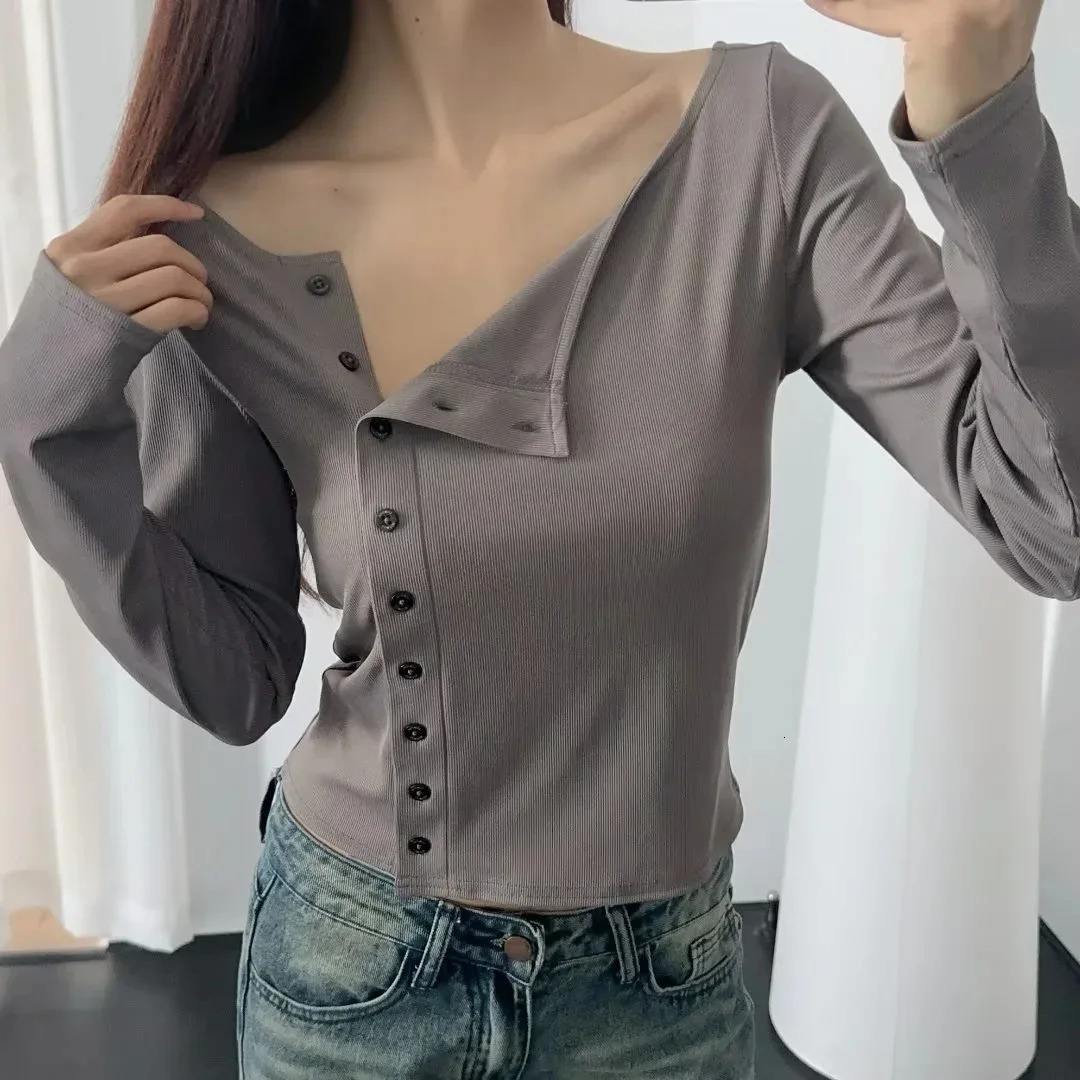 Sexy Asymmetric Long Sleeve T-Shirt Womens Spring Autumn Slim Fit Stylish Small Shirt One Shoulder Top Cotton Blend Polyeste 260416BJ