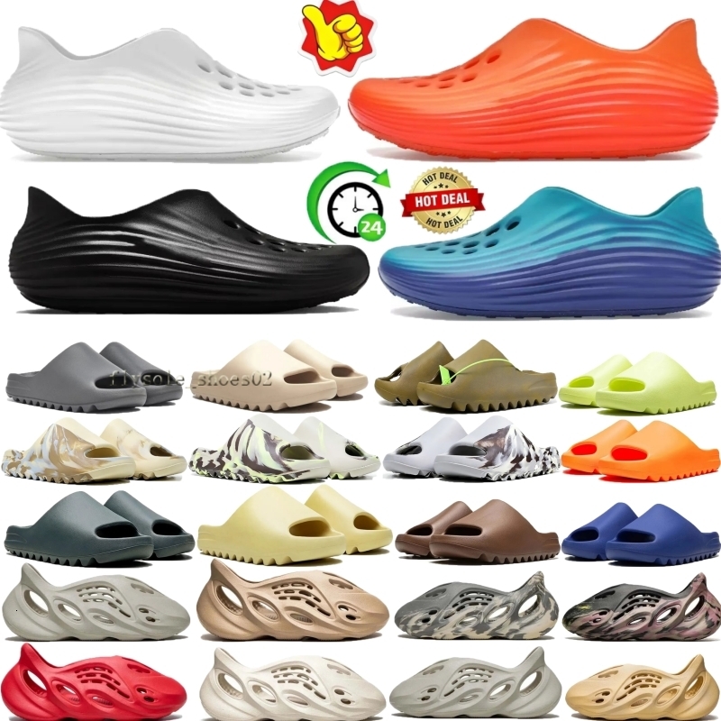 Designer slippers ReactX Rejuven8 slides black white Dusty Barely Volt Guava ice Green Strike Safety Orange womens foam sandals summer slides slider