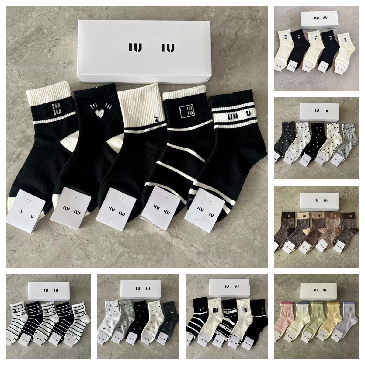Designer women brand socks 5 double letter printing comfortable breathable sports short cotton socks soft warm solid color fashion Joker socks