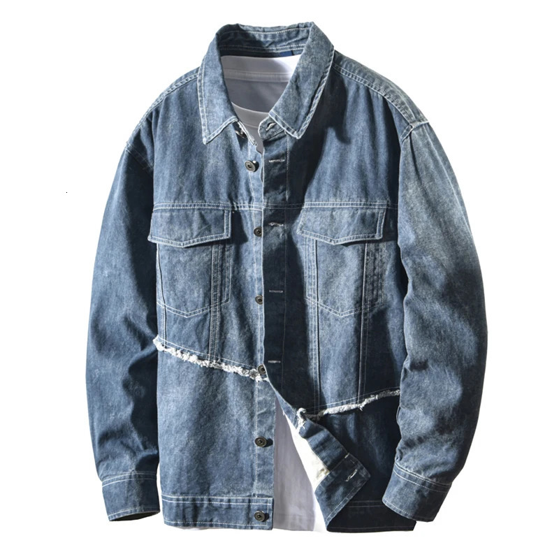 2026 Spring Autumn Cargo 100 Cotton Loose Denim Jacket for Men Seagull Collar Sense of Layering Streetwear Men Jackets 260416BJ