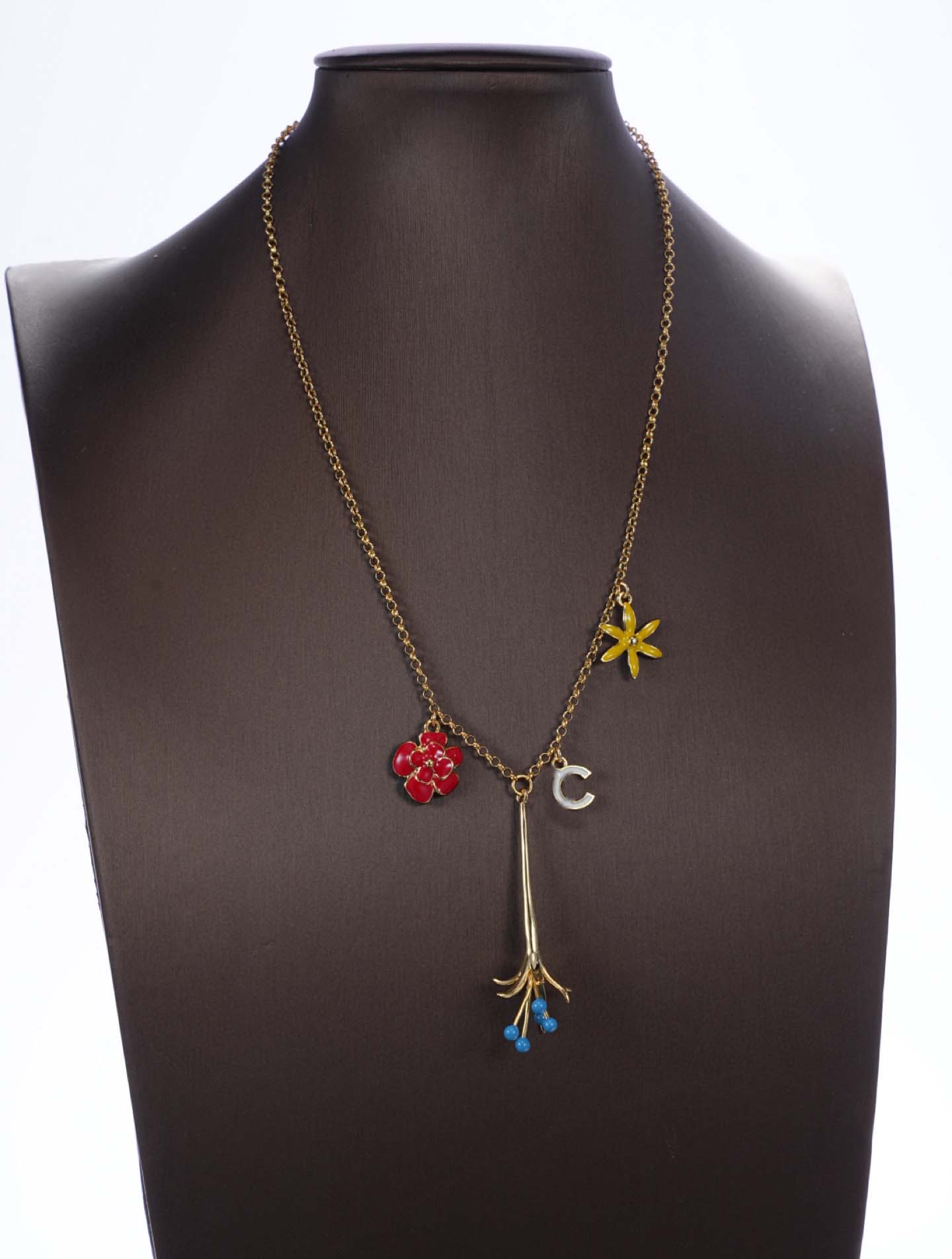 2026 Luxury quality charm pendant necklace with red and blue color design stud earring flower shape in 18k gold plated have stamp box PS6557B