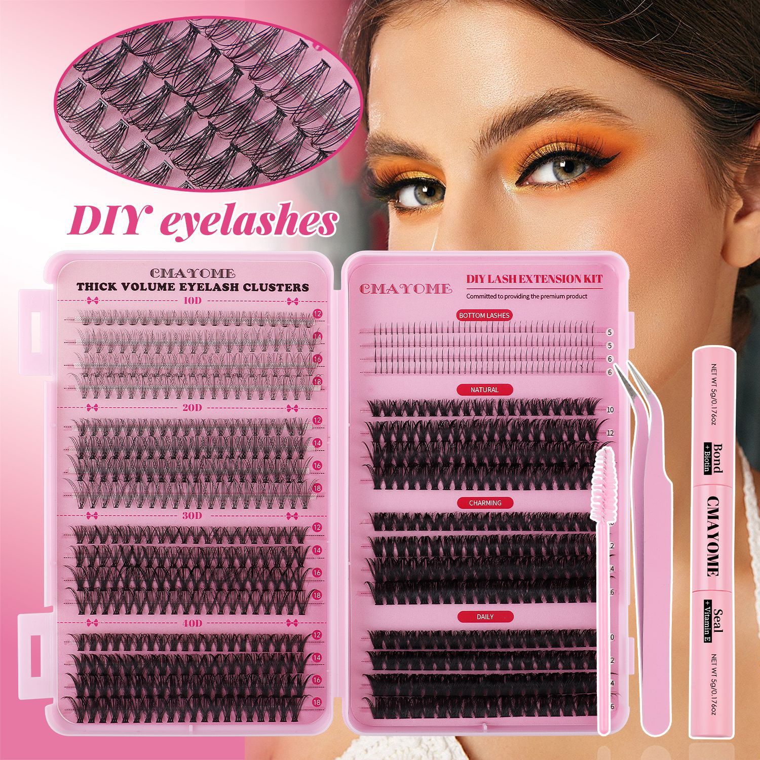 Wispy DIY Lash Clusters 712Pcs Individual Eyelashes Soft Lightweight Thick Fluffy DIY Eyelash Extension Kit with Lash Bond and Seal Strong Hold D-image-1102050949