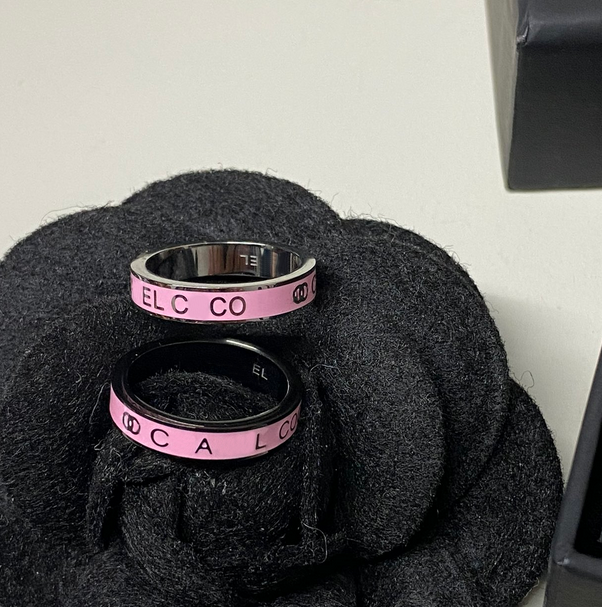 Sweet Designer Letter Ring Women Sweet Style Pink Band Ring Annual Best Selling Silver Pink Ring Classic Pink Silver Color Matched Ring Party Jew-image-1102269722